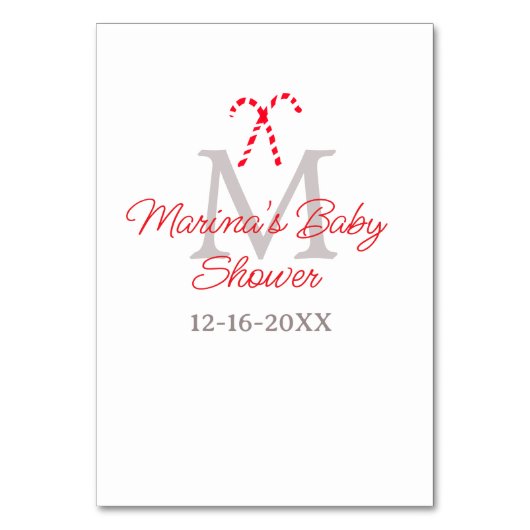 Babydusche Zuckerrohr Weihnachtsfeiermonographie Tischnummer (Vorderseite)