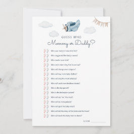 Babydusche zum Herunterladen der "Who Game Card" Einladung