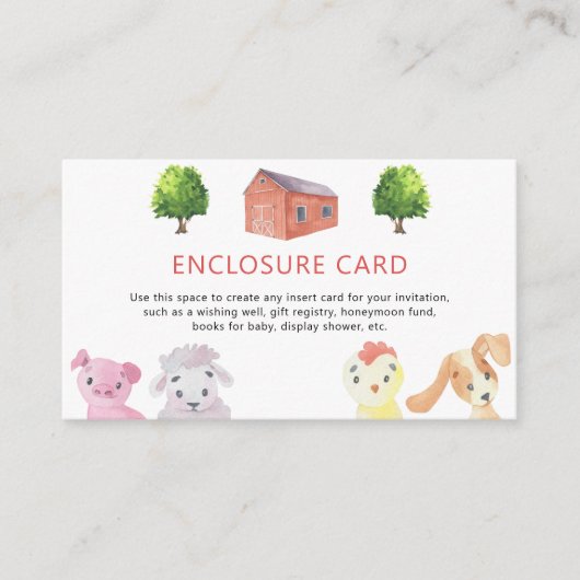 Babydusche zum Thema Bauernhof - Benutzerdefiniert Begleitkarte (Vorderseite)