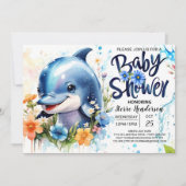 Babydusche zum Thema Dolphin Einladung (Vorderseite)