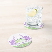 Babydusche zwei Elefanten grün lila Runder Pappuntersetzer (Vor Ort)