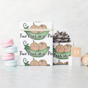Babydusche Zwei Erbsen in einem Pod-Packpapier Geschenkpapier