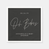 Babydusche zwei moderne schwarz-weiß elegant serviette (Vorderseite)