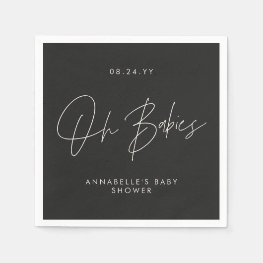 Babydusche zwei moderne schwarz-weiß elegant serviette (Vorderseite)