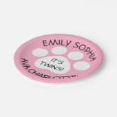 Babydusche - Zwillingsmädchen - Motiv zum Drucken Pappteller (Schrägansicht)