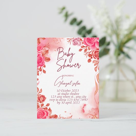 Babyduscheinladung Einladungspostkarte (Stehend Vorderseite)