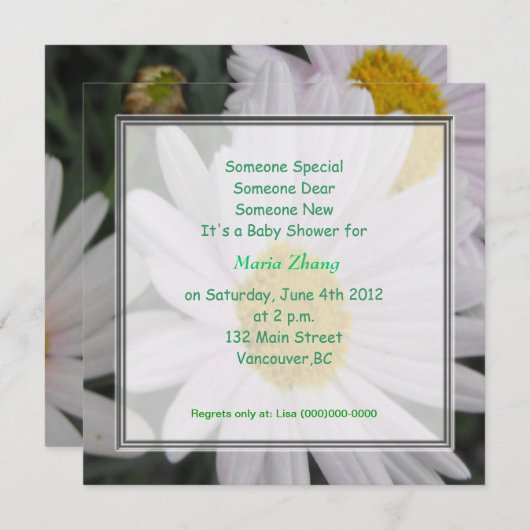 Babyduscheinladung, lausige Blume Einladung (Vorne/Hinten)