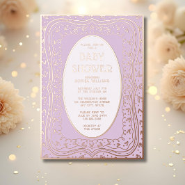 Babyduscheinladungen Geschlechtsneutraler Lavendel Folieneinladung