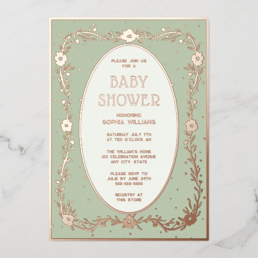 Babyduscheinladungen zeigen Geschlechtsneutralität Folieneinladung (Vorderseite)