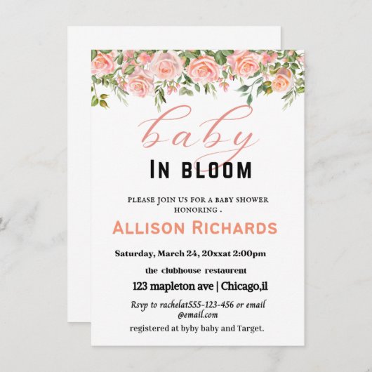 Babyduscheinladungskarte (Vorne/Hinten)