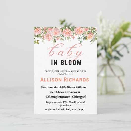 Babyduscheinladungskarte (Stehend Vorderseite)