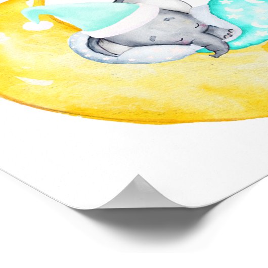 BabyduschElefant auf dem Mond Gefälligkeitsschild Poster (Ecke)