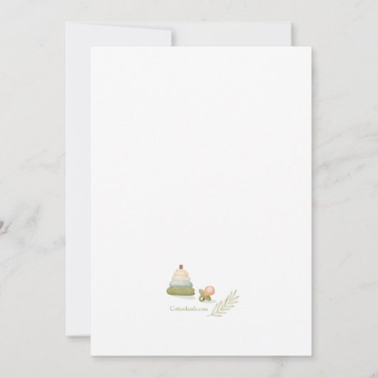 Babyduschelemente in Aquarellfarben Einladung (Rückseite)