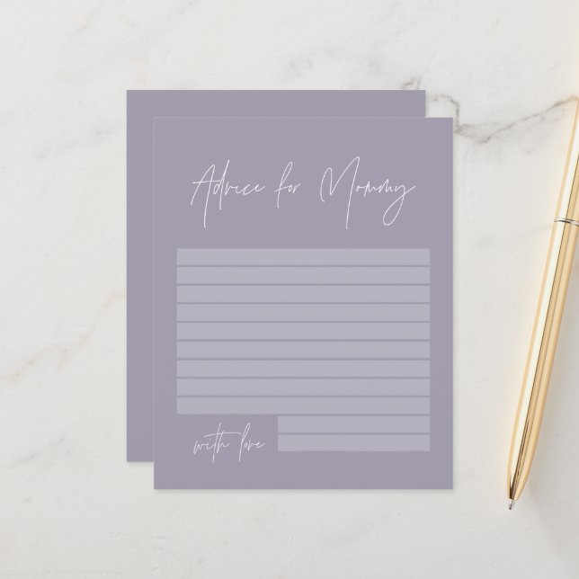 Babyduschempfehlung für Mami, modern lila lila (Vorderseite/Rückseite Beispiel)