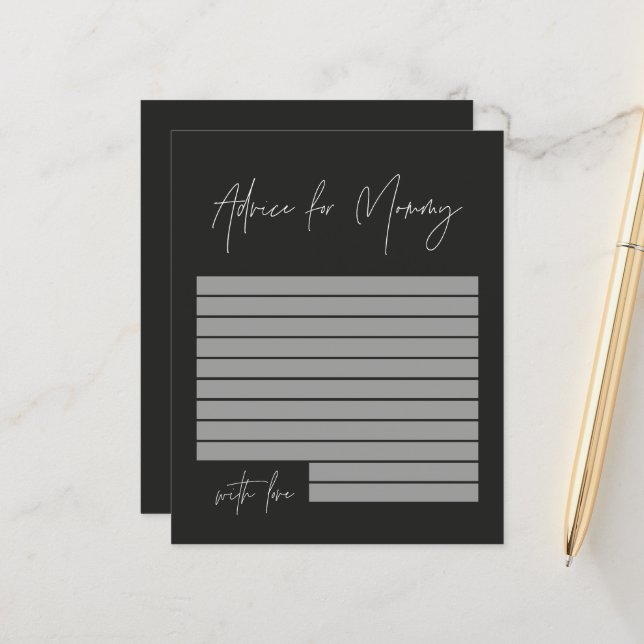 Babyduschempfehlung für Mami, modern und stilvoll  (Vorderseite/Rückseite Beispiel)