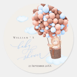Babyduschenaufkleber Bärenballon Runder Aufkleber