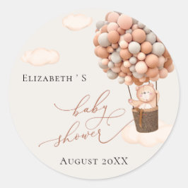 Babyduschenaufkleber Bärenballons Runder Aufkleber
