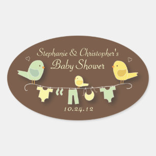 Babyduschenaufkleber für Sweet Bird-Familie Ovaler Aufkleber