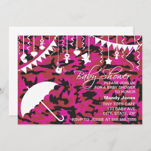 Babyduscheneinladungen des rosa einladung (Vorne/Hinten)