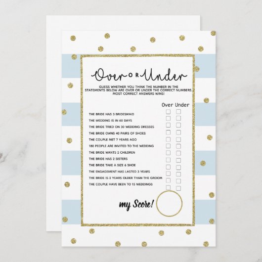 Babyduschenspiel unter oder über Braut Einladung (Vorne/Hinten)