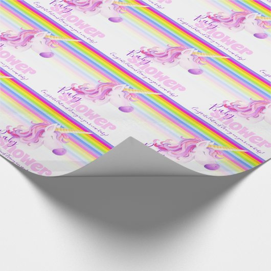 Babyduschenverpackung des Unicornregenbogens Geschenkpapier (Ecke)