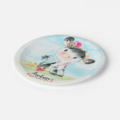 Babyduschfarm für Wasserfarben Pappteller (Schrägansicht)