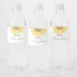 Babyduschflasche mit Sonnenblumen Wasserflaschenetikett