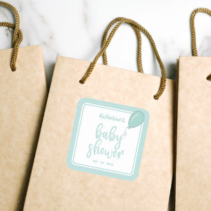 Babyduschgeschlecht, neutrale Minze grün Quadratischer Aufkleber