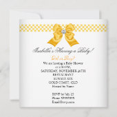 Babyduschgeschlecht zeigt gelbes Weiß Einladung (Rückseite)