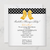 Babyduschgeschlecht zeigt schwarz-gelbe weiße Flec Einladung (Rückseite)