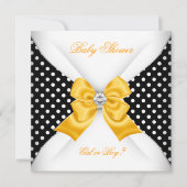 Babyduschgeschlecht zeigt schwarz-gelbe weiße Flec Einladung (Vorderseite)