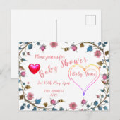 Babyduschherz Ankündigungspostkarte (Vorne/Hinten)