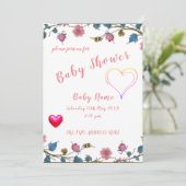 Babyduschherz Einladung (Stehend Vorderseite)