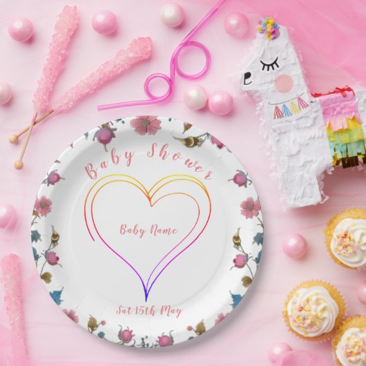 Babyduschherz Pappteller (Party)