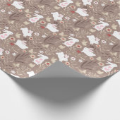 Babyduschkaninchen in Braun Geschenkpapier (Ecke)