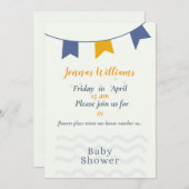 Babyduschkarte, blaue Babyduschkarte Einladung (Vorne/Hinten)