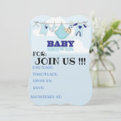 Babyduschkarte BLUE BOY Einladung (Stehend Vorderseite)