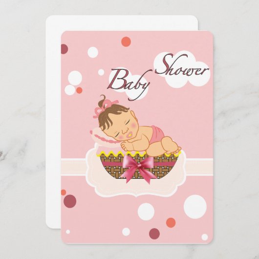 Babyduschkarte für Mädchen Einladung (Vorne/Hinten)