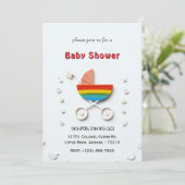 Babyduschkarte mit Regenbogenwalze Einladung (Stehend Vorderseite)