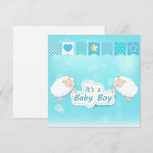 Babyduschkarte mit Schafen (Vorne/Hinten)