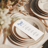 Babyduschkarte mit staubblauem Buggelbogen Menükarte