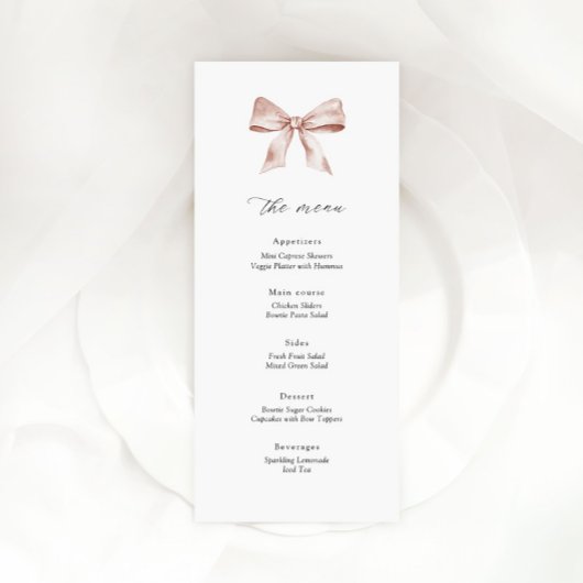 Babyduschkarte mit staubfarbenem rosa Bug Menükarte