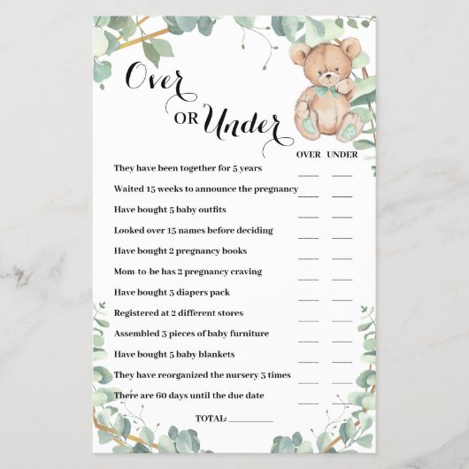 Babyduschkarte (über oder unter Bärengarten) Flyer (Vorne)