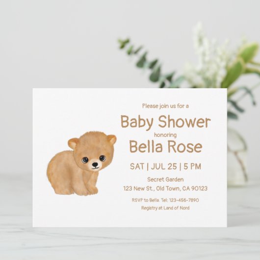 Babyduschkarten für Bear Cub Einladung (Stehend Vorderseite)