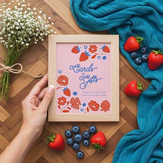 Babyduschkarten & Geschenke Beeren & Blume Poster