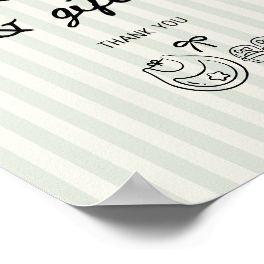 Babyduschkarten und Geschenke auf der Verpackung Poster (Ecke)
