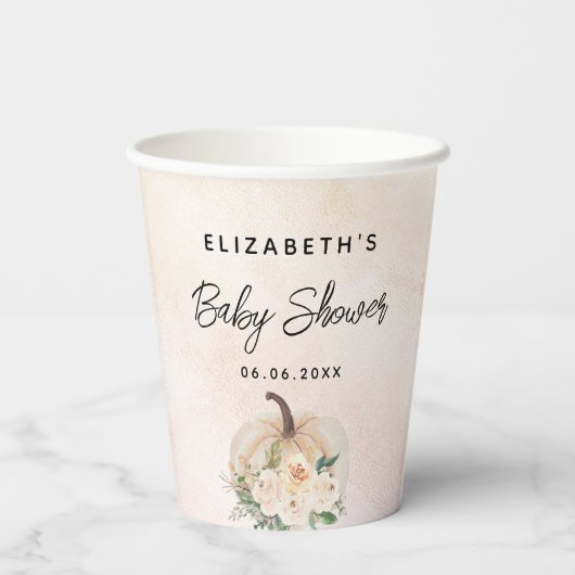 Babyduschkürbis Rose Pappbecher (Rückseite)