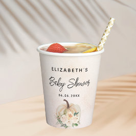 Babyduschkürbis Rose Pappbecher