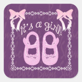 Babyduschmädchen, lila Aufkleber (Vorderseite)