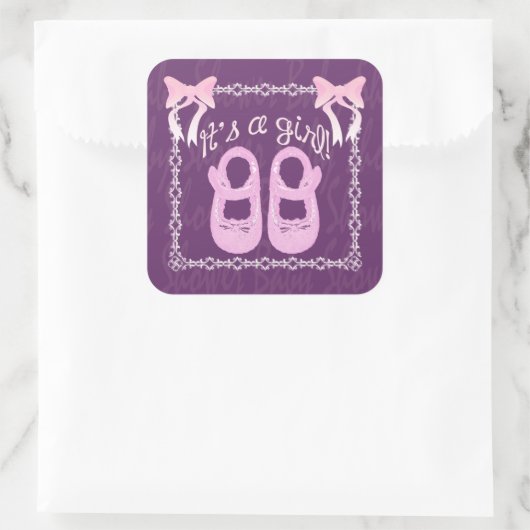 Babyduschmädchen, lila Aufkleber (Tasche)